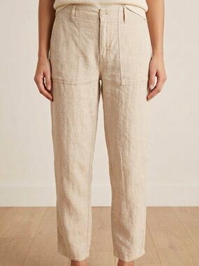 Sanctuary Standard Bivouac Everyday Linen Pant NWT Size 29 Sand Beige
